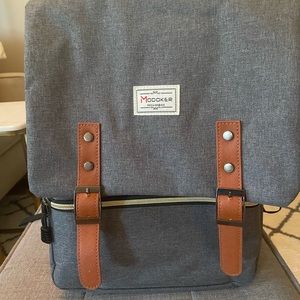 Gray backpack with a sleeve and padding for laptops, etc. Used three times.